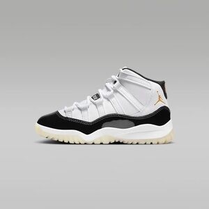 Size 1 Boys- Jordan 11 Retro White/Black/Metallic Gold